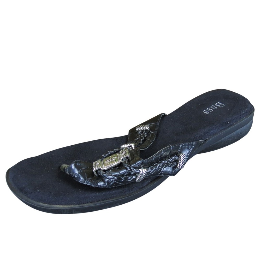 Bass Women's Tricia Flip Flop Black Synthetic Sz 8 Medium Gently Used 2025